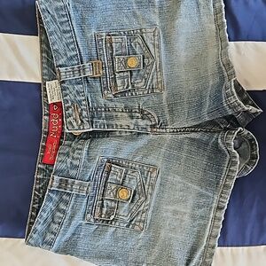 MUDD shorts. Denim with belt loops. Size 5 girls.